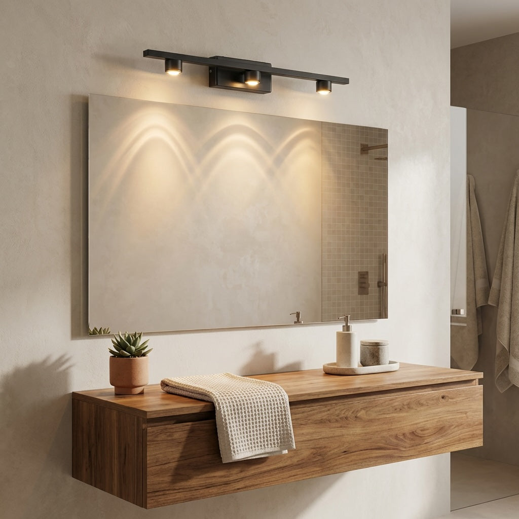 Modern Black Bathroom Vanity Light Bar Wall Mounted LED Glass 3000K Warm Light