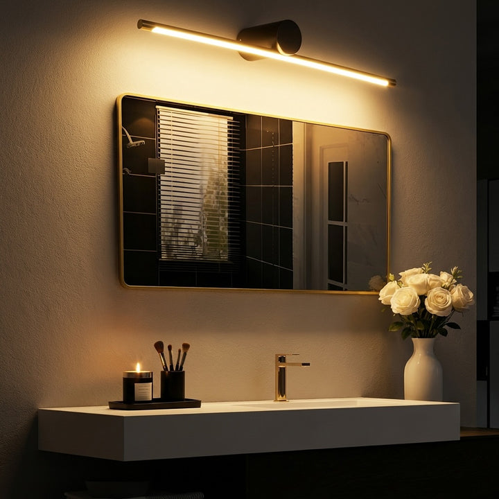 Modern Linear Bathroom Vanity Light Bar Wall Mounted Copper Acrylic LED Dimmable