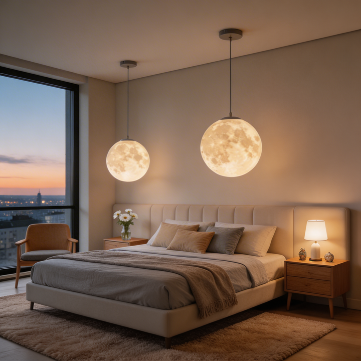 Modern Moon Globe Adjustable Hanging Pendant Light