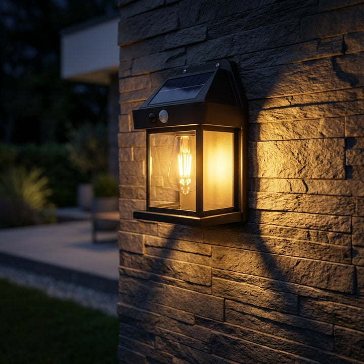 Solar Outdoor Wall Light Motion Sensor Waterproof ABS Fixture with Adjustable Modes for Garden Patio