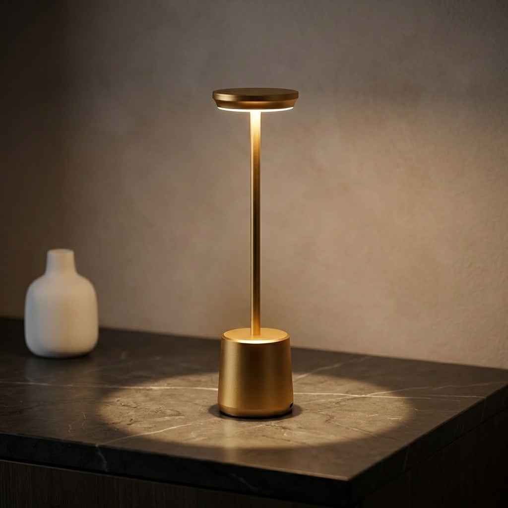 Modern LED Table Lamp Cordless Metal Design Adjustable Color Temperature USB Rechargeable