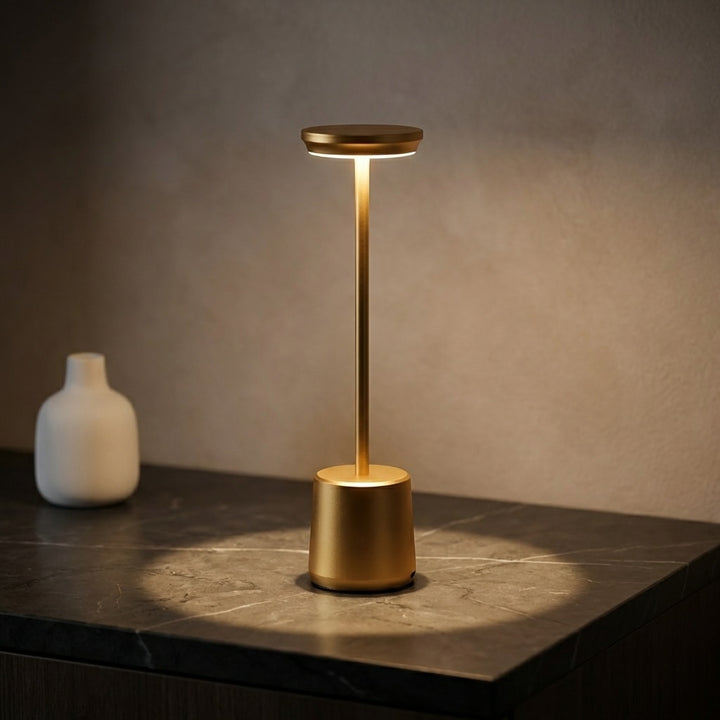 Modern LED Table Lamp Cordless Metal Design Adjustable Color Temperature USB Rechargeable