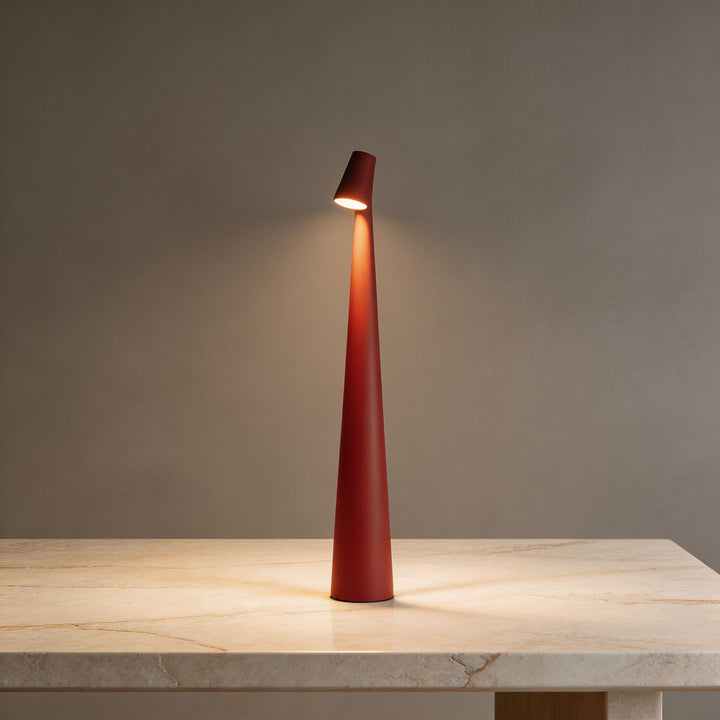 Modern Cone Shaped Table Lamp LED Dimmable Adjustable Metal USB Rechargeable Cordless Design