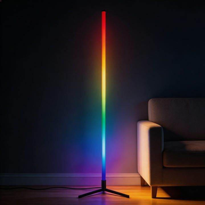 Modern Multicolor Floor Lamp Adjustable Metal LED Smart Control with 16 Million Colors for Ambient Lighting
