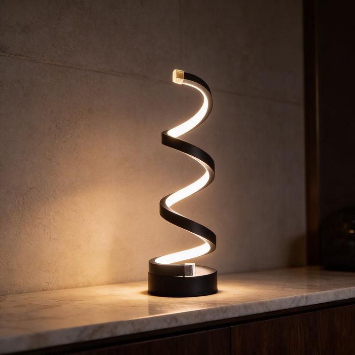 Modern Spiral Bedside Lamp USB Powered Dimmable Wrought Iron Touch Control Adjustable Light