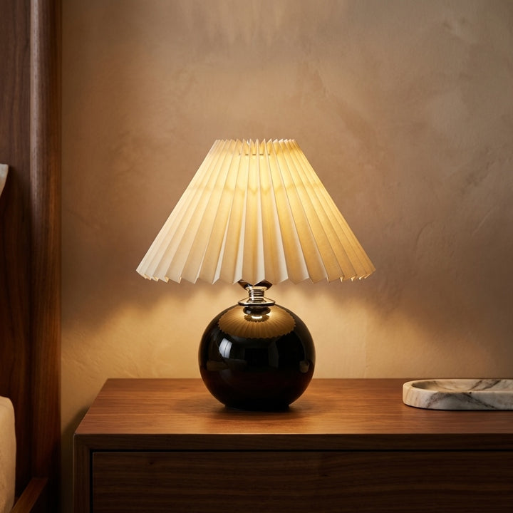 Vintage Table Lamp Ceramic Base Adjustable E27 LED Bulb for Bedroom Nightstand or Bedside Use