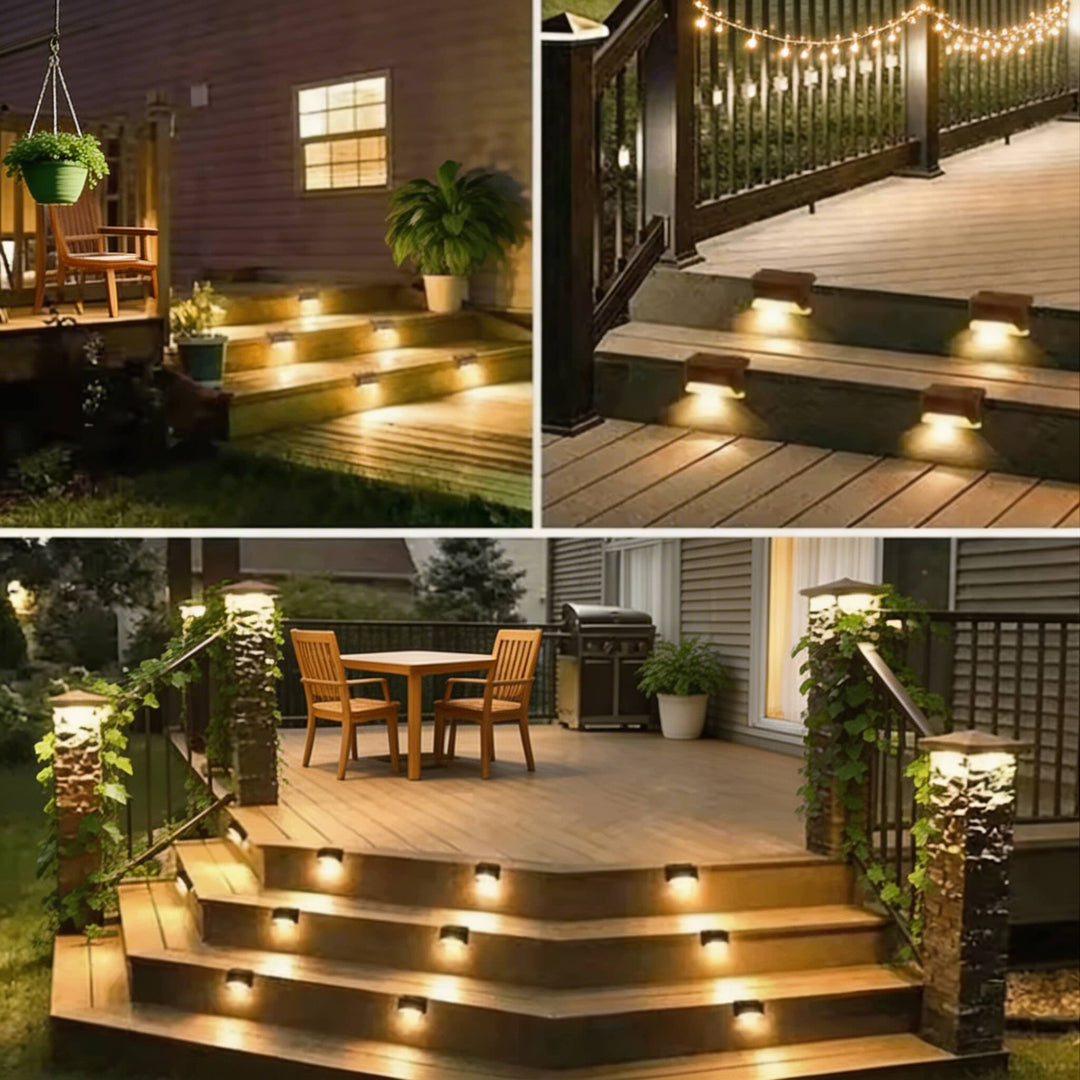 Solar Garden Light Outdoor Step Lamp Waterproof Plastic Linear Design Warm White LED