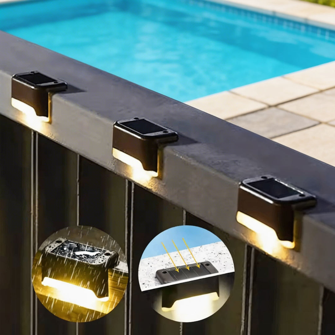 Solar Garden Light Outdoor Step Lamp Waterproof Plastic Linear Design Warm White LED
