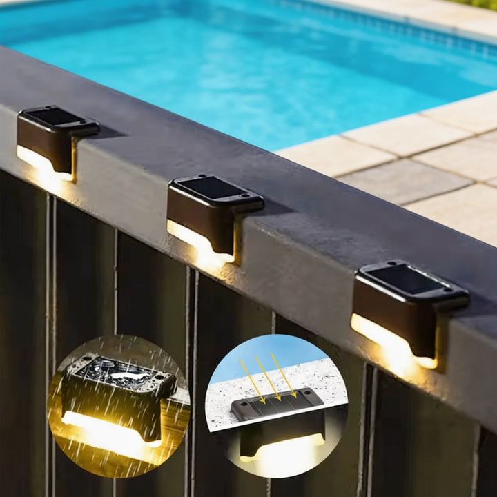 Solar Garden Light Outdoor Step Lamp Waterproof Plastic Linear Design Warm White LED
