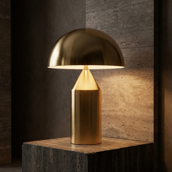 Modern Desk Lamp Adjustable Metal Base Mushroom Shade LED Light for Bedroom or Bedside Use