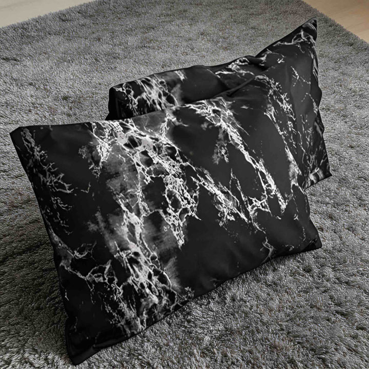 Modern Black Marble Quilt Cover Set Microfiber Duvet Covers with Two Pillowcases