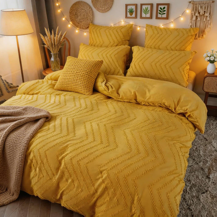 Modern Chevron Quilt Cover Set 3pcs Microfiber Soft Breathable Fabric Machine Washable