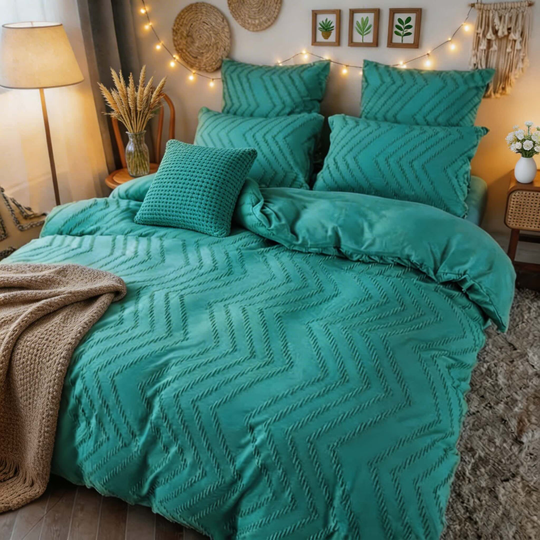 Modern Chevron Quilt Cover Set 3pcs Microfiber Soft Breathable Fabric Machine Washable