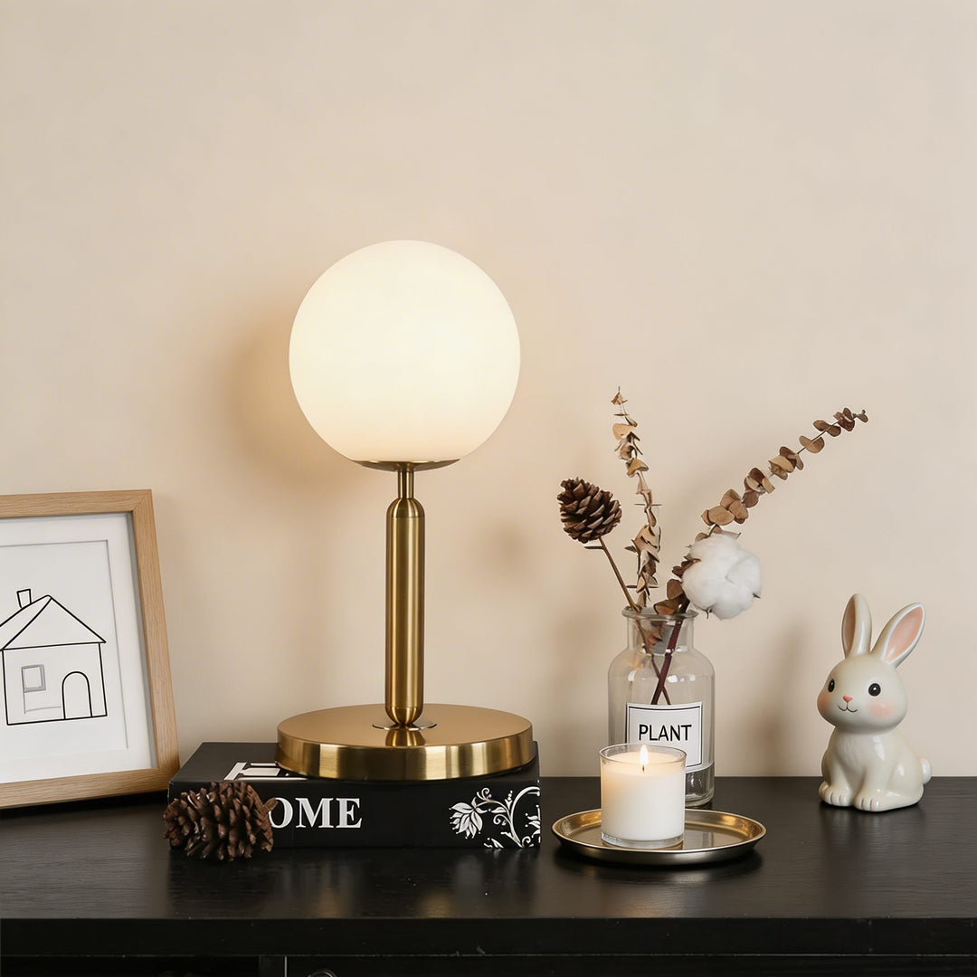 Modern Table Lamp Glass Ball Design LED E27 Bulb Included Adjustable for Bedroom Desk