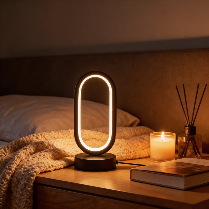 Modern Mini Desk Lamp with Touch Control Metal Frame USB-Powered LED and Three Color Modes