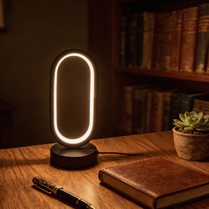 Modern Mini Desk Lamp with Touch Control Metal Frame USB-Powered LED and Three Color Modes