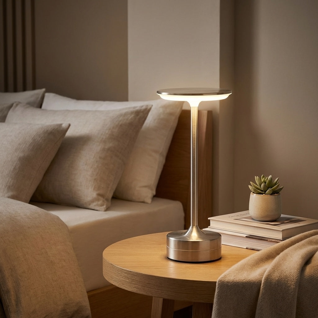 Modern LED Desk Lamp Portable Touch Sensor Acrylic Metal Design USB Rechargeable Cordless
