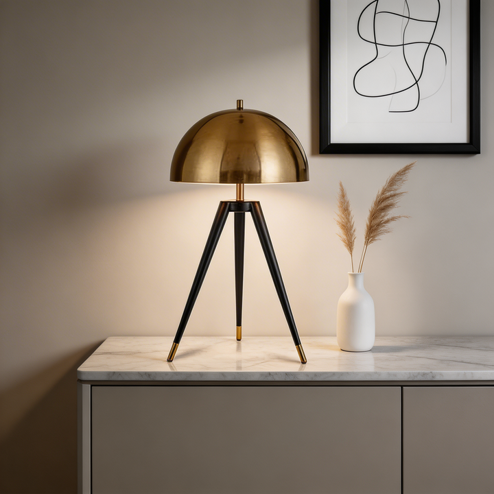 Modern Tripod Floor Lamp Gold Iron LED Light for Living Room