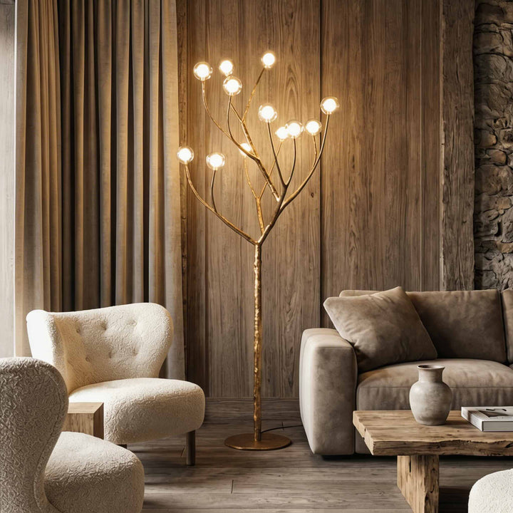 Nordic Rustic Floor Lamp Multiple Sizes Resin and Glass LED Tree Branch Design