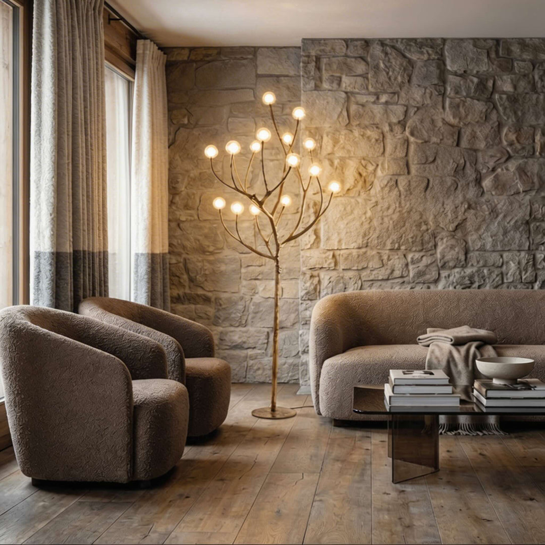 Nordic Rustic Floor Lamp Multiple Sizes Resin and Glass LED Tree Branch Design