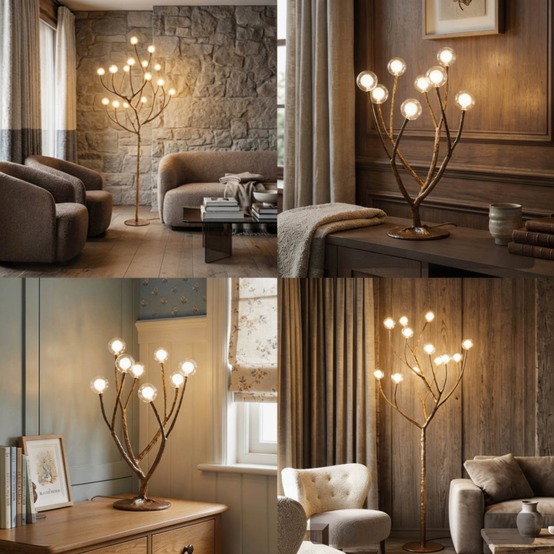 Nordic Rustic Floor Lamp Multiple Sizes Resin and Glass LED Tree Branch Design