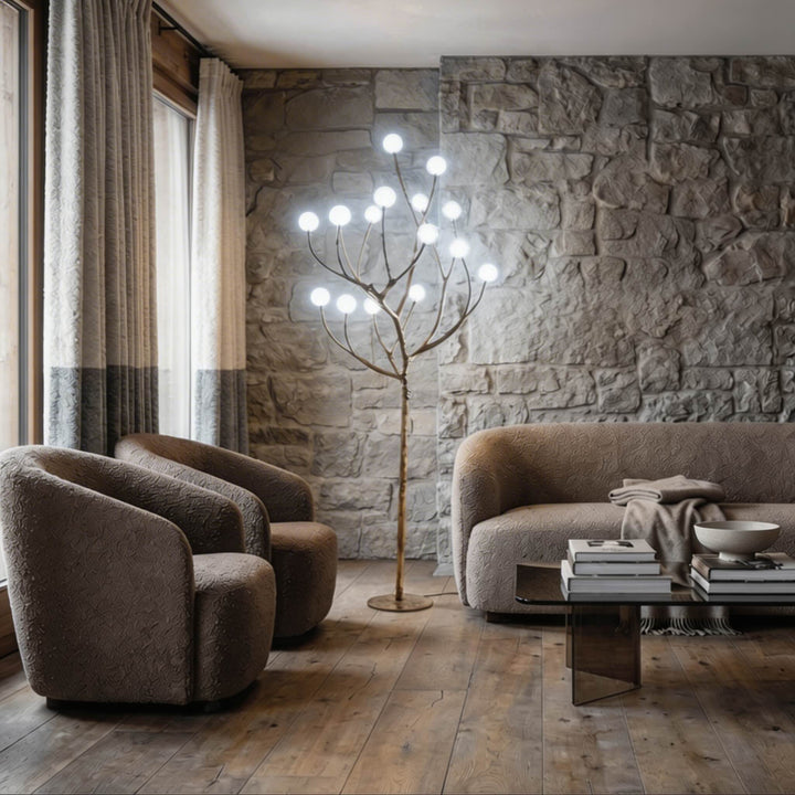 Nordic Rustic Floor Lamp Multiple Sizes Resin and Glass LED Tree Branch Design