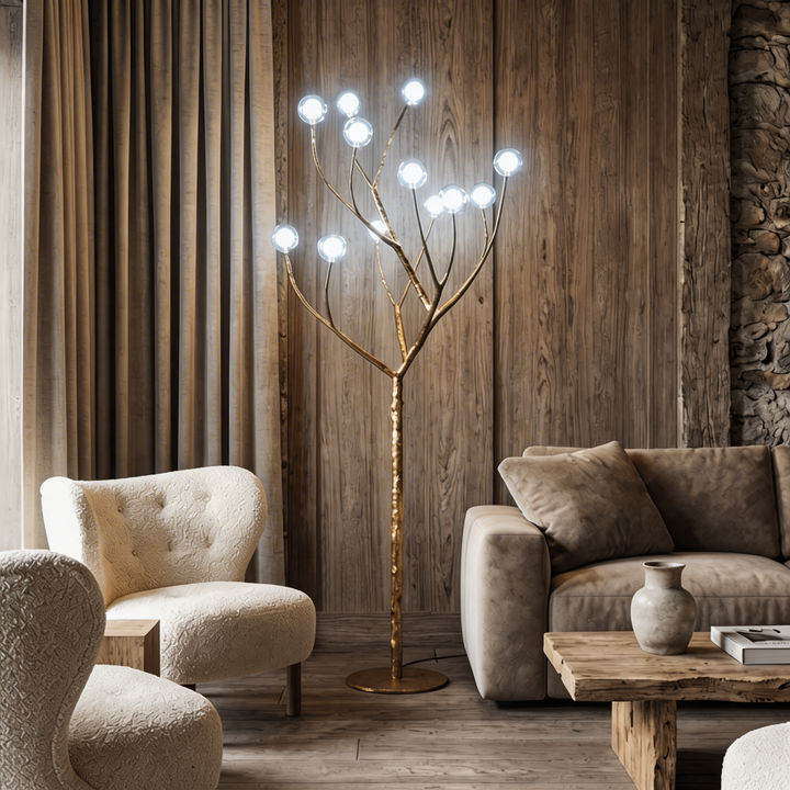 Nordic Rustic Floor Lamp Multiple Sizes Resin and Glass LED Tree Branch Design