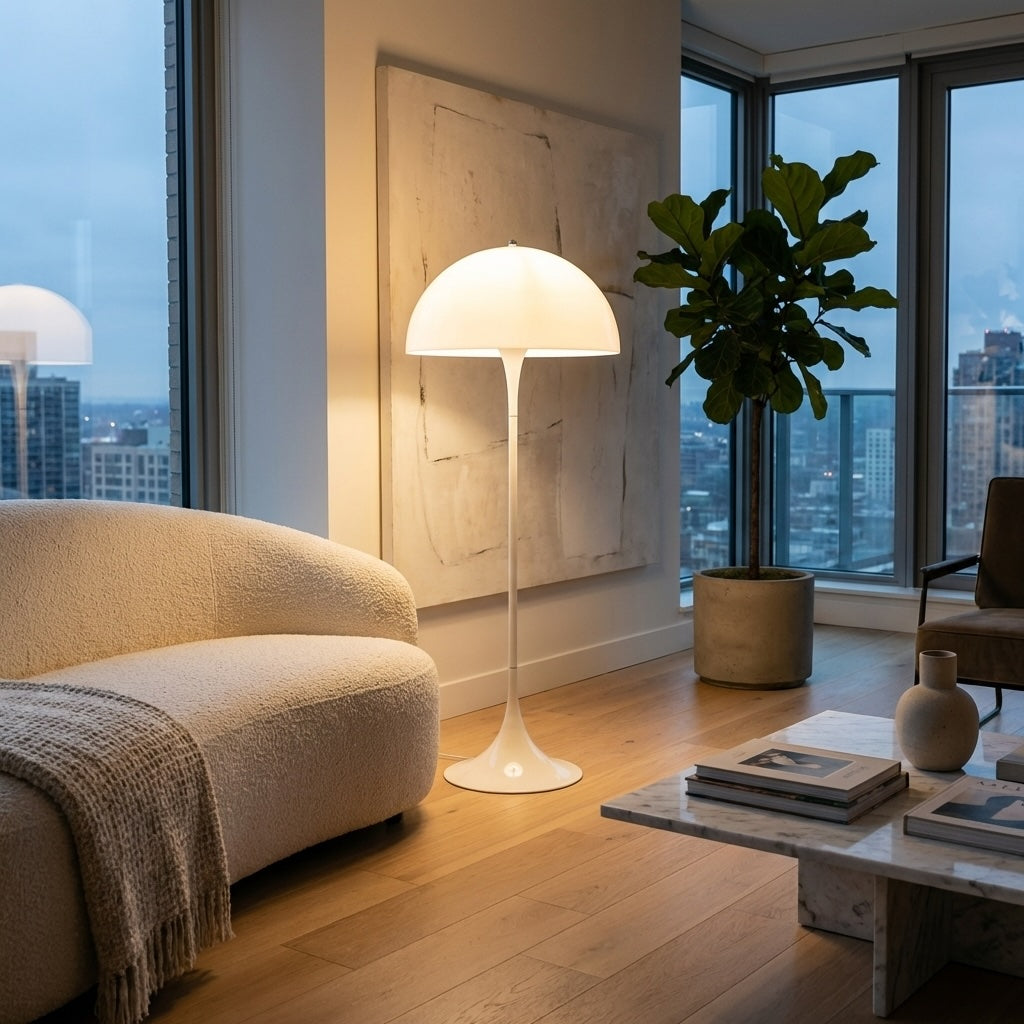 Modern Floor Lamp Adjustable Acrylic LED Light for Ambient Illumination in White