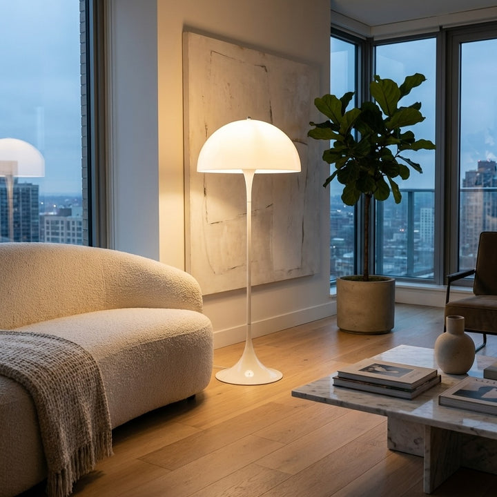 Modern Floor Lamp Adjustable Acrylic LED Light for Ambient Illumination in White