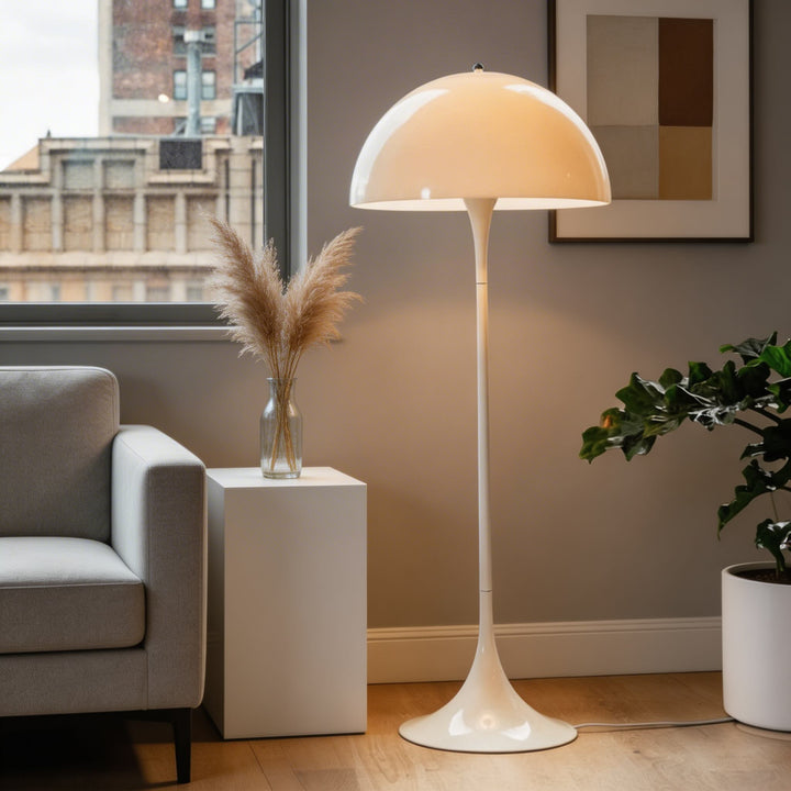 Modern Floor Lamp Adjustable Acrylic LED Light for Ambient Illumination in White