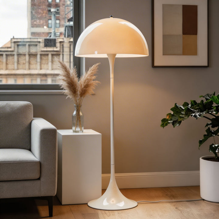 Modern Floor Lamp Adjustable Acrylic LED Light for Ambient Illumination in White