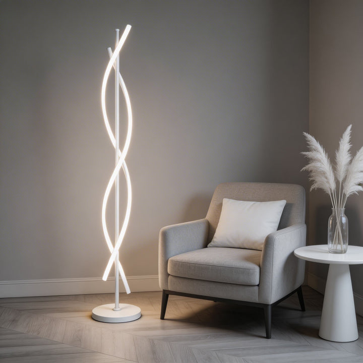 Modern Floor Lamp Adjustable Aluminum LED Light with 360° Illumination for Living Room