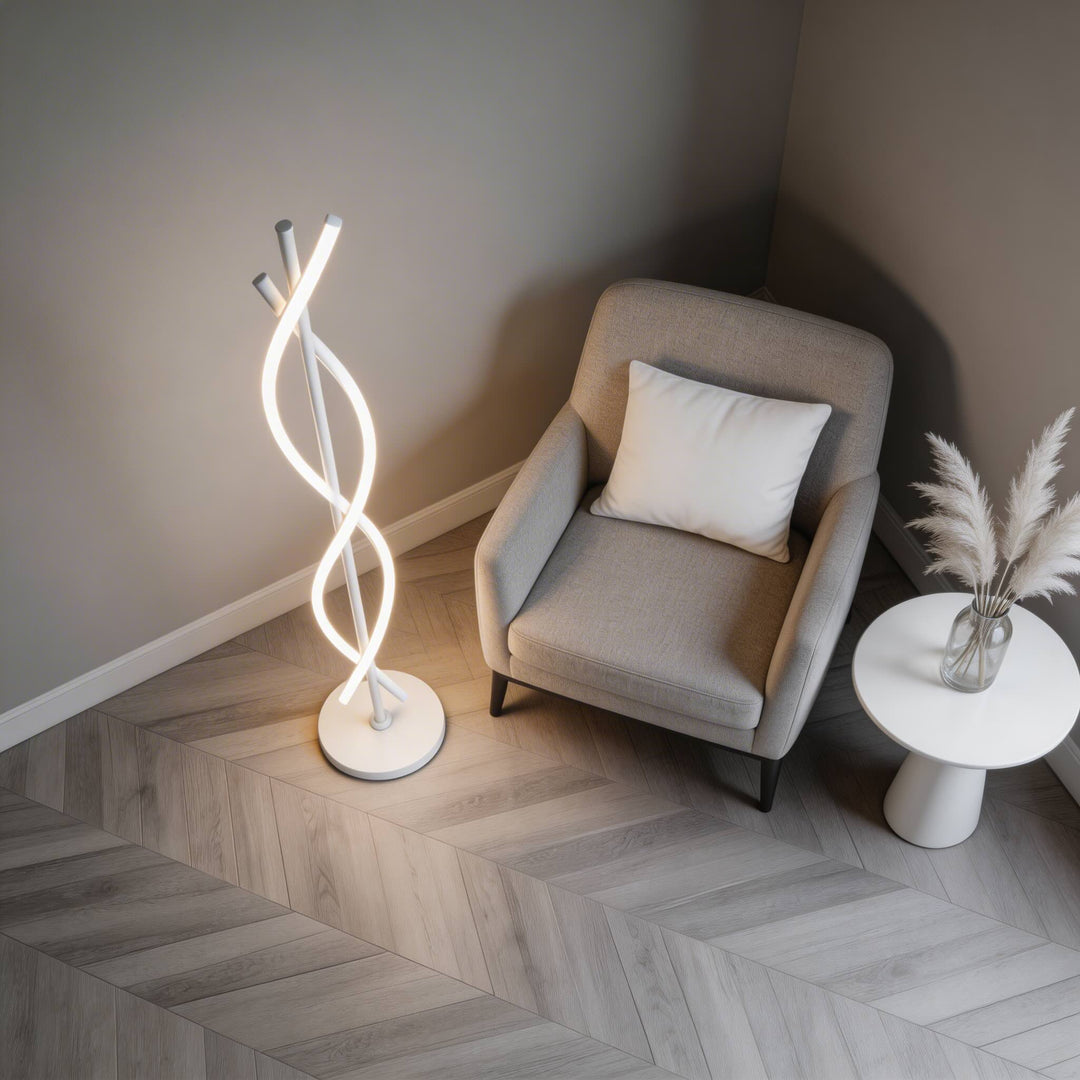 Modern Floor Lamp Adjustable Aluminum LED Light with 360° Illumination for Living Room
