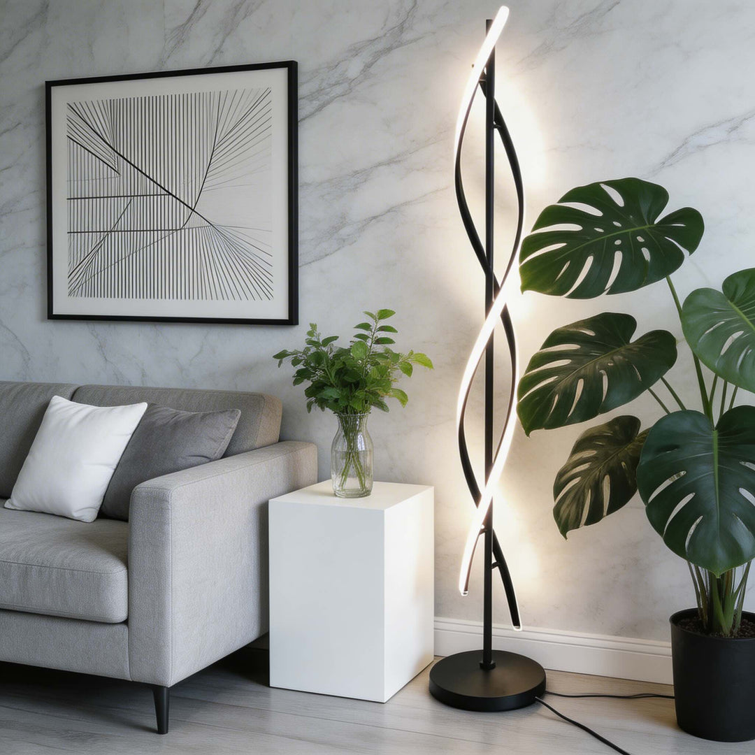 Modern Floor Lamp Adjustable Aluminum LED Light with 360° Illumination for Living Room