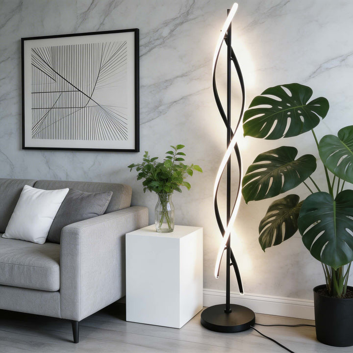 Modern Floor Lamp Adjustable Aluminum LED Light with 360° Illumination for Living Room