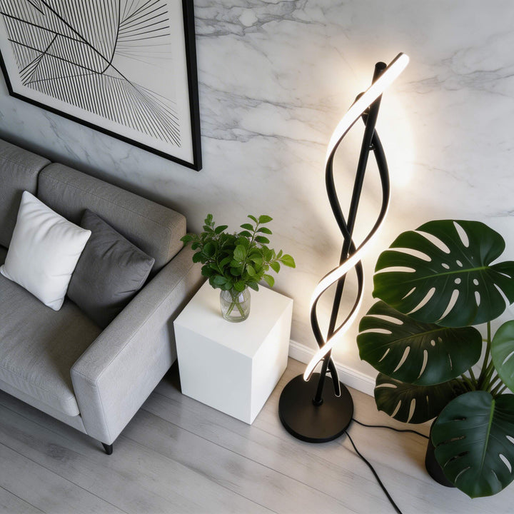 Modern Floor Lamp Adjustable Aluminum LED Light with 360° Illumination for Living Room