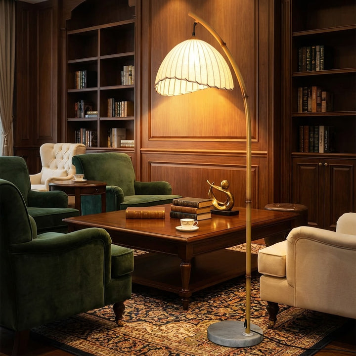 Modern Floor Lamp with Adjustable LED Lighting and Imitation Bamboo Shade for Versatile Ambiance
