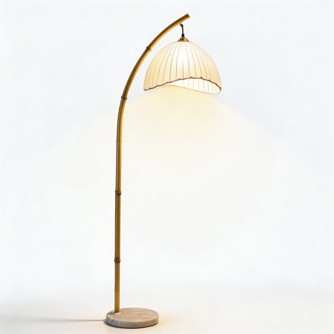 Modern Floor Lamp with Adjustable LED Lighting and Imitation Bamboo Shade for Versatile Ambiance