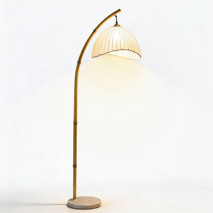 Modern Floor Lamp with Adjustable LED Lighting and Imitation Bamboo Shade for Versatile Ambiance