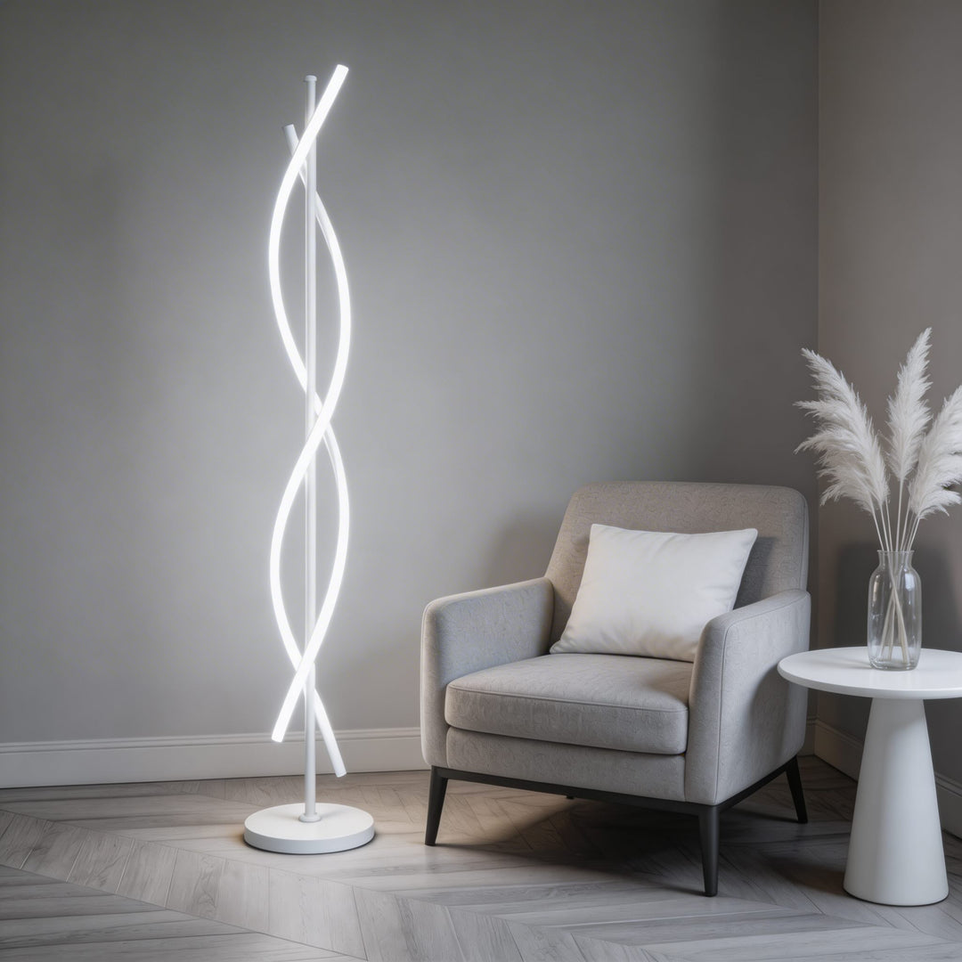 Modern Floor Lamp Adjustable Aluminum LED Light with 360° Illumination for Living Room