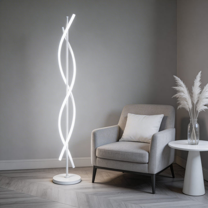 Modern Floor Lamp Adjustable Aluminum LED Light with 360° Illumination for Living Room