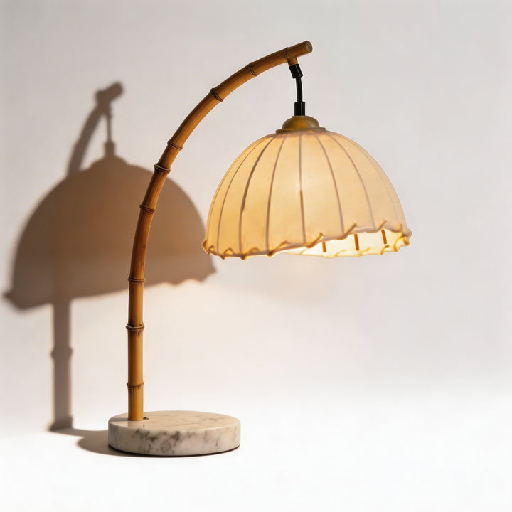 Modern Floor Lamp with Adjustable LED Lighting and Imitation Bamboo Shade for Versatile Ambiance