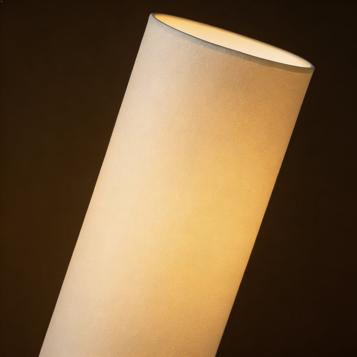 Modern Floor Lamp Adjustable Tricolor LED Natural Wood Base with Cloth Shade for Living Room