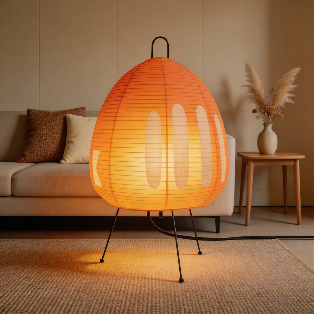Modern Tripod Floor Lamp Dimmable Iron Base with Rice Paper Shade for Cozy Lighting