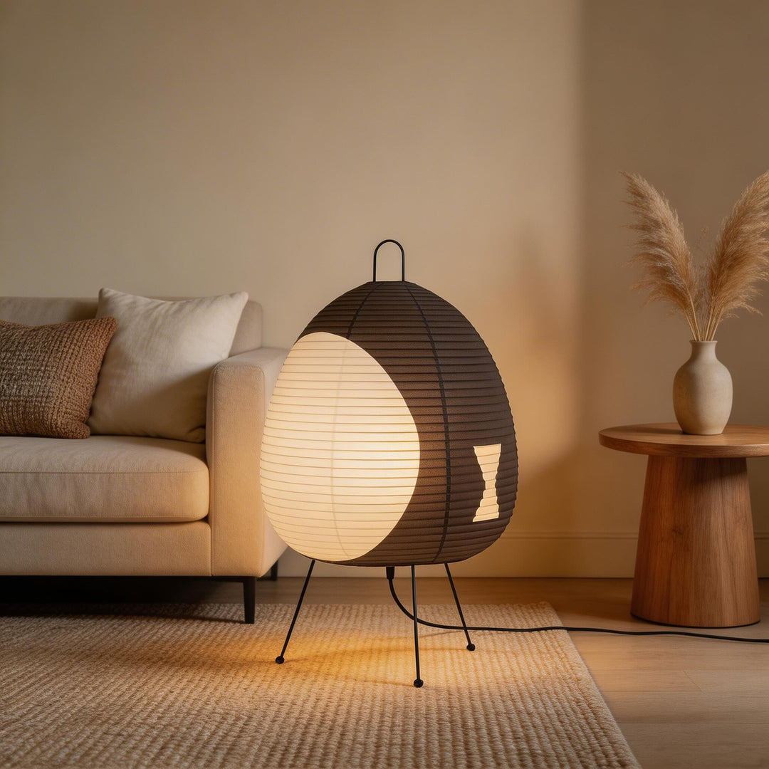 Modern Tripod Floor Lamp Dimmable Iron Base with Rice Paper Shade for Cozy Lighting