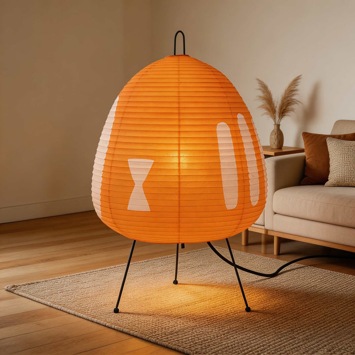 Modern Tripod Floor Lamp Dimmable Iron Base with Rice Paper Shade for Cozy Lighting