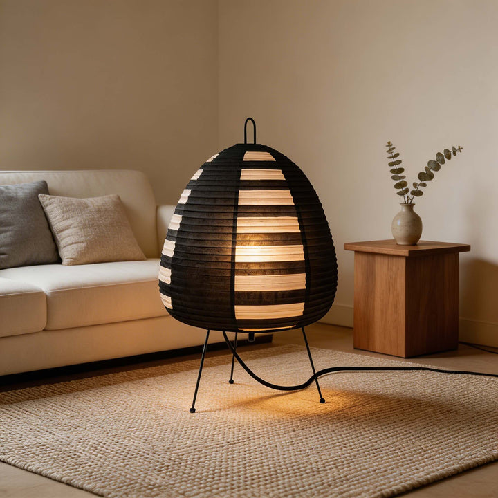 Modern Tripod Floor Lamp Dimmable Iron Base with Rice Paper Shade for Cozy Lighting