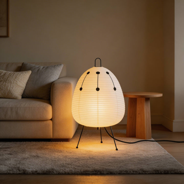 Modern Tripod Floor Lamp Dimmable Iron Base with Rice Paper Shade for Cozy Lighting