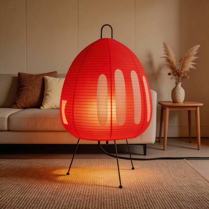 Modern Tripod Floor Lamp Dimmable Iron Base with Rice Paper Shade for Cozy Lighting