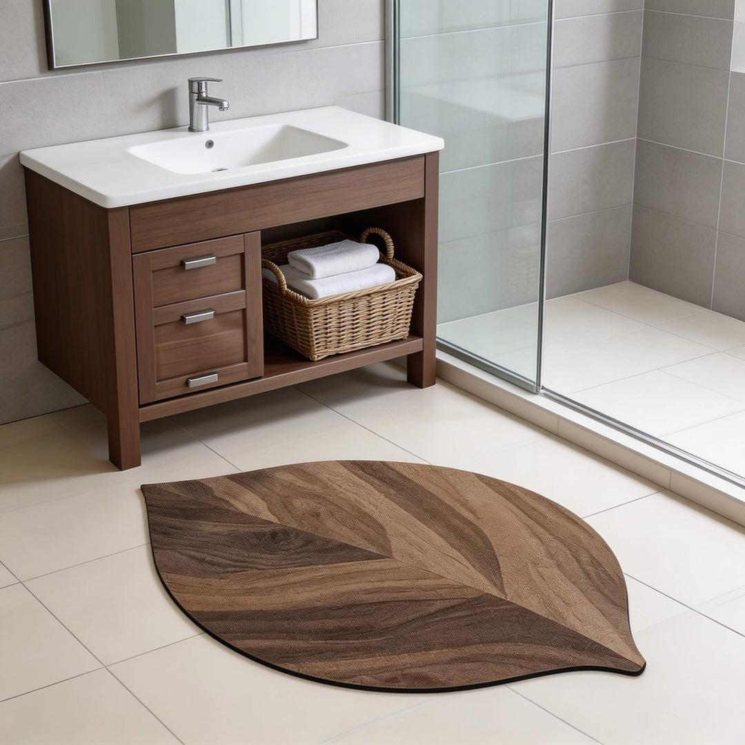 Modern Leaf Non Slip Bath Mat Diatomite Water Absorbing Bathroom Runner for Home Decor
